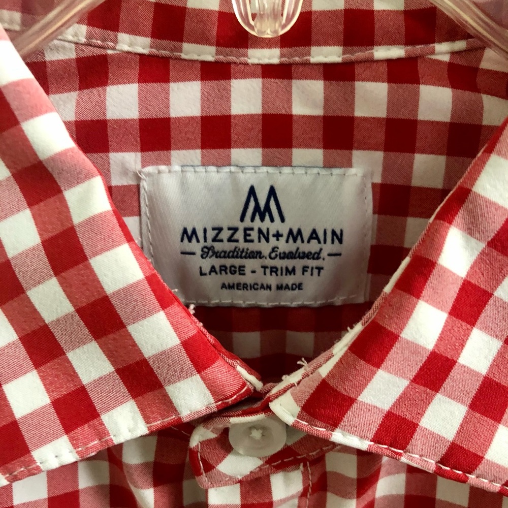 Red/White Large Trim Fit Long Sleeve Button Down